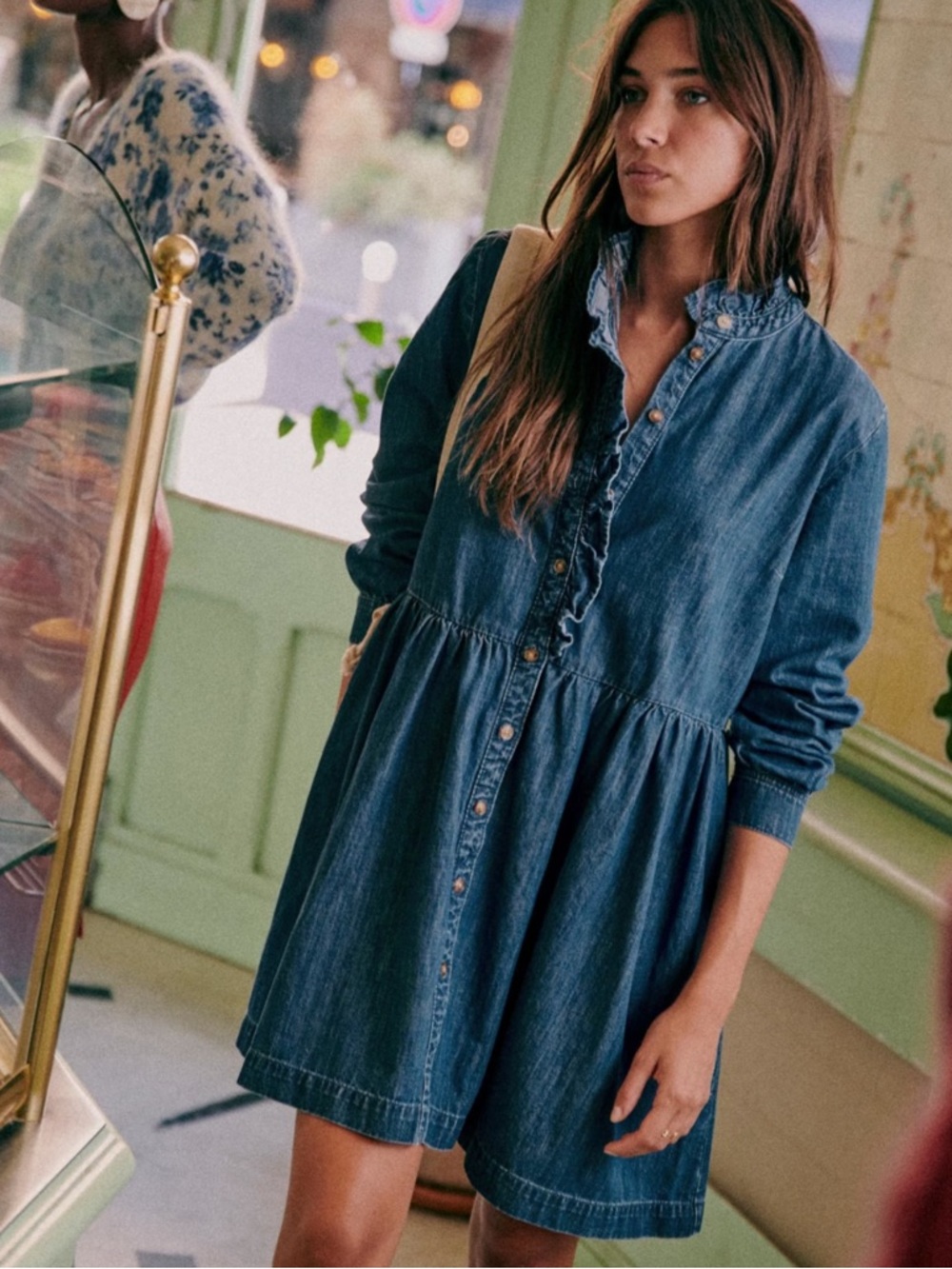 Sezane Sybelle Dress Bleu Moyen - Size 38